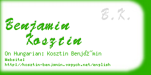 benjamin kosztin business card